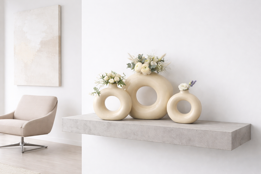 Ivory Halo Ring Vase Set of 3