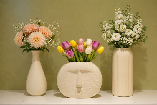 Blush Bloom Trio Ceramic Vase Set