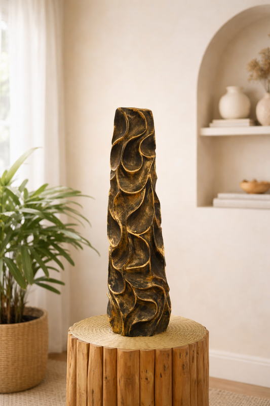 Elegant Floral Fiber Decorative Vase - Gold