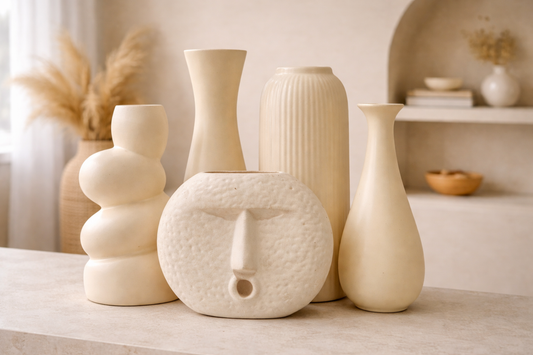 Modern Pastel Ceramic Decorative Vase Set (Set of 5)