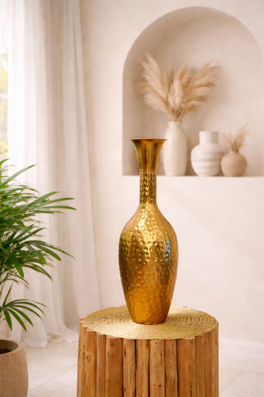Hammered Gold Aluminum Decorative Vase