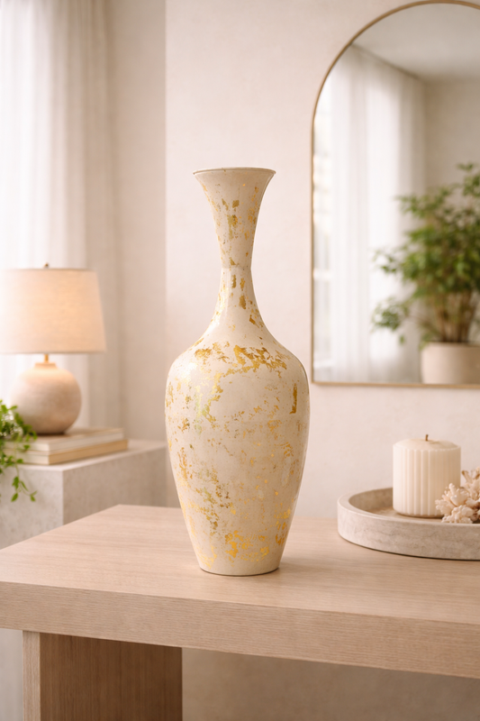 Antique Ivory Aluminum Decorative Floor Vase