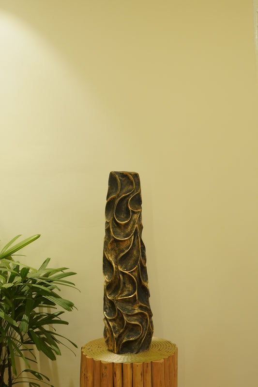 Elegant Floral Fiber Decorative Vase - Gold