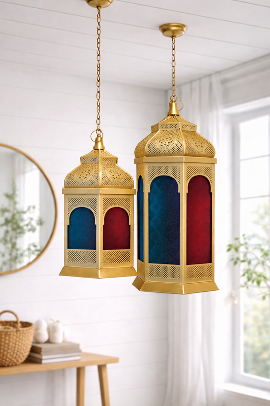 Mughal Glow Moroccan Lantern Set (Set of 2)