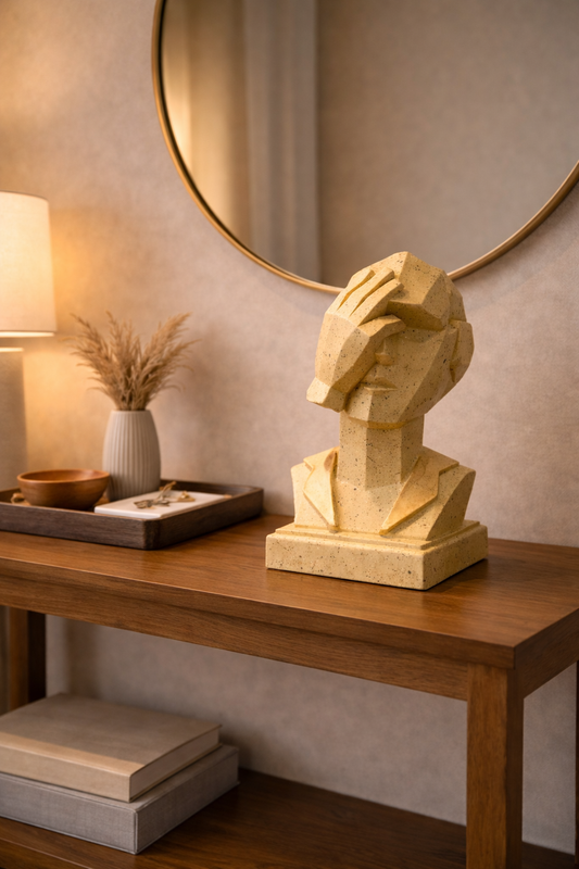 Geometric Contemplation Face Sculpture