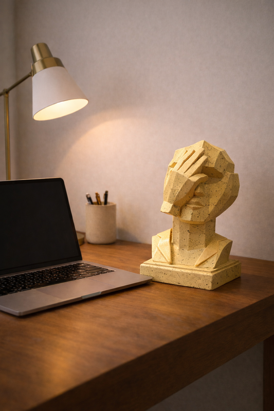 Geometric Contemplation Face Sculpture