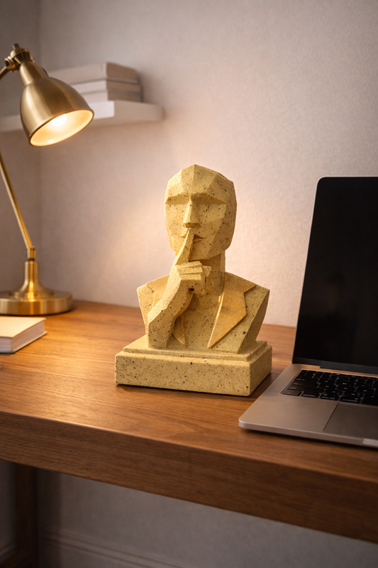 Geometric Thinker Face Sculpture