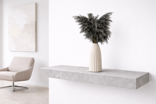 Charcoal Pampas in Ribbed Ivory Vase