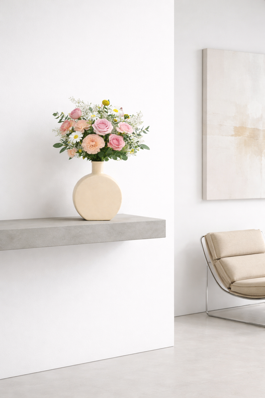 Ivory Disc Ceramic Vase