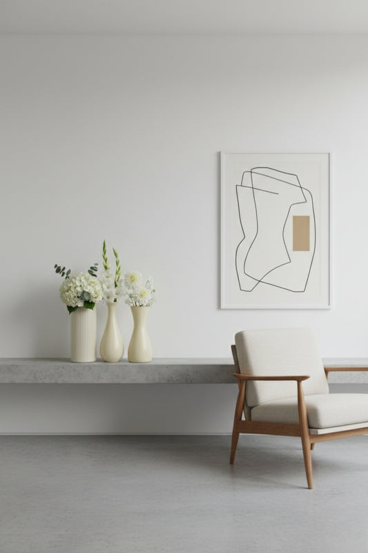 Elegant Cream Ceramic Vase Trio Set